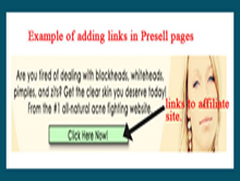 Example of adding links in presell pages